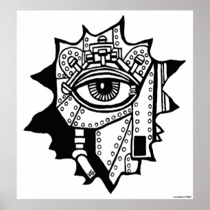 Cool cyborg graphic art poster