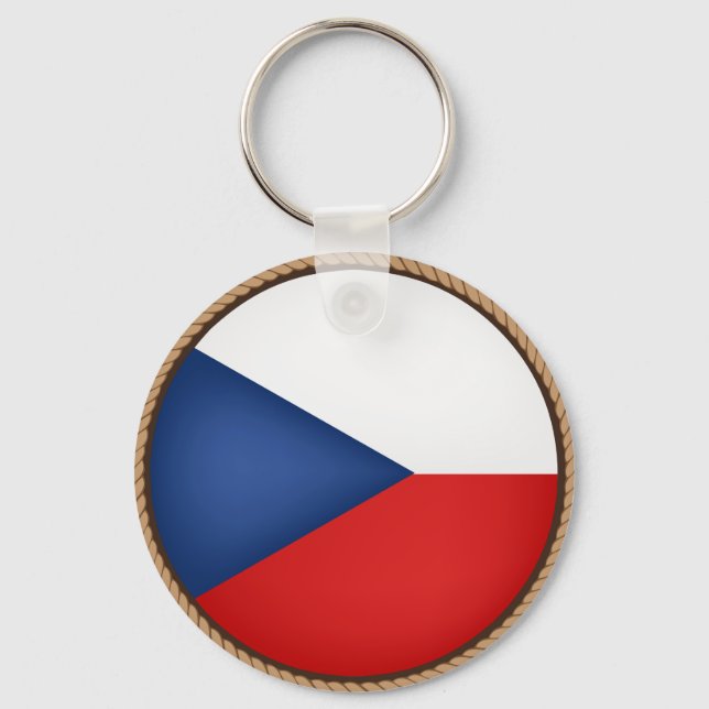 Cool Czech Republic Flag Seal Key Ring (Front)