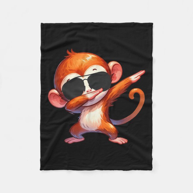 Cool Dab Monkey With Sungles Cartoon Humour  Fleece Blanket (Front)