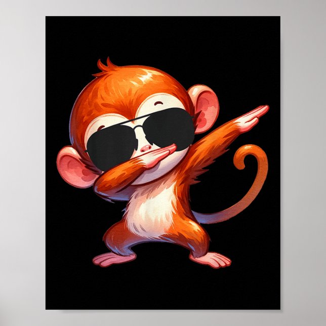 Cool Dab Monkey With Sungles Cartoon Humour  Poster (Front)