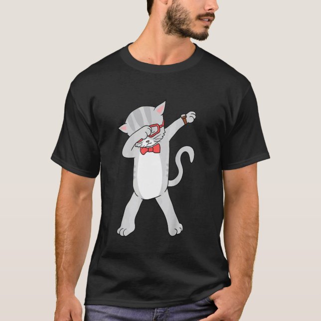 Cool Dabbing Cat, Funny Style Cats T-Shirt (Front)