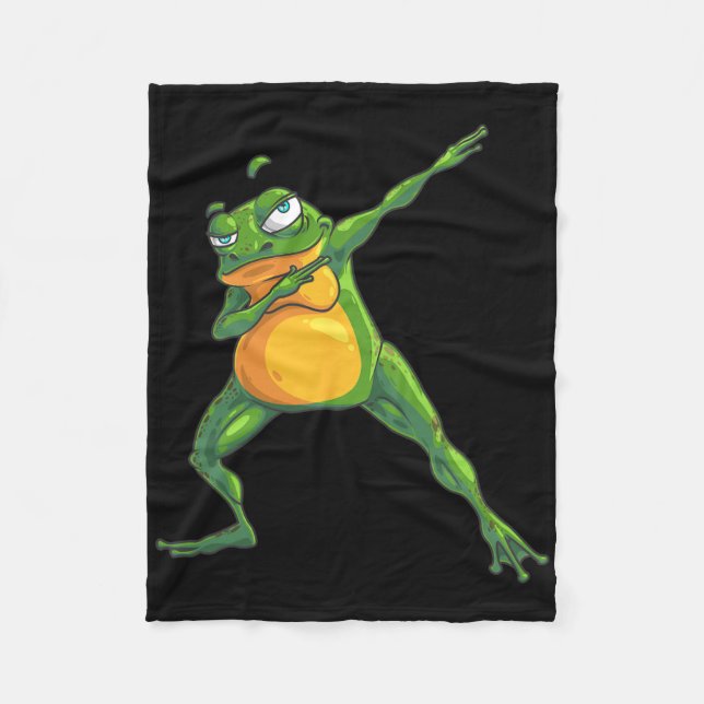 Cool Dabbing Frog Funny Hip-hop Tadpole Dancing Lo Fleece Blanket (Front)