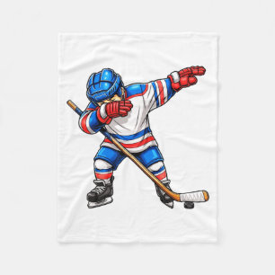 Cool Dabbing Hockey Player Boys Kids Ice Hockey Fleece Blanket