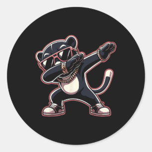 Cool Dabbing Panther Black Wearing Cool Sungles  Classic Round Sticker