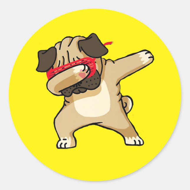 Cool Dabbing Pug Dog Dance  Classic Round Sticker (Front)