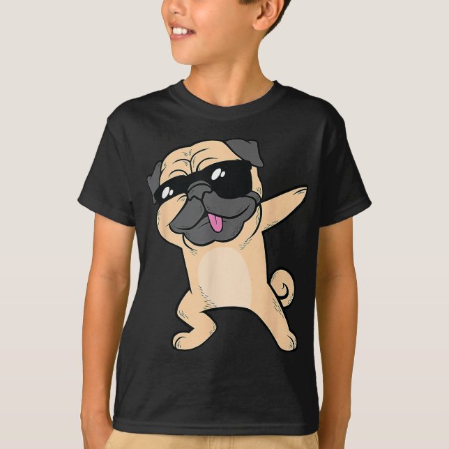 Cool Dabbing Pug Shirt - Funny Pug Dabbing Dance  (Front)