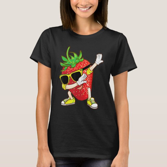 Cool Dabbing Strawberry Funny Love Dancer Sweet Fr T-Shirt (Front)