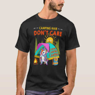 Cool Dabbing Unicorn's Camping Hair Don't Care Cam T-Shirt