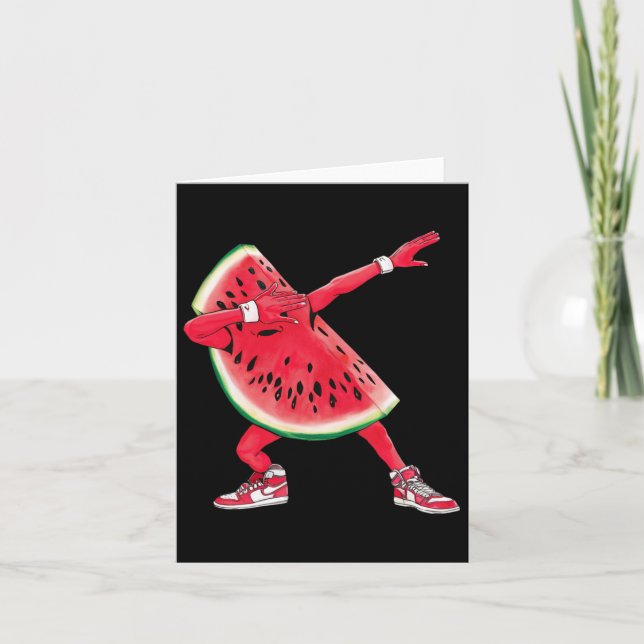 Cool Dabbing Watermelon Funny Fruit Dancing Athlet Card (Front)