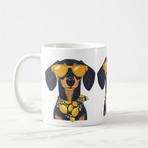 Cool Dachshund Dog Sunglasses Lemons Coffee Mug