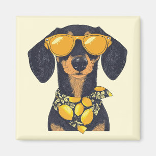 Cool Dachshund Dog Sunglasses Lemons Magnet