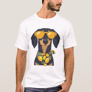 Cool Dachshund Dog Sunglasses Lemons T-Shirt