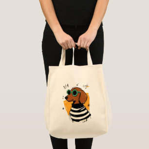 Cool Dachshund Dog with Sunglasses Tote Bag