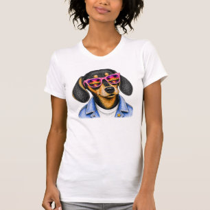 Cool Dachshund Summer Sunset Dog Design T-Shirt