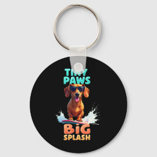 Cool Dachshund Surfing Dog For Men Women Girls Kid Key Ring