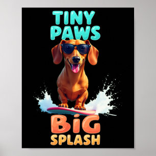 Cool Dachshund Surfing Dog For Men Women Girls Kid Poster