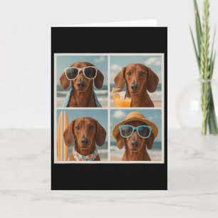 Cool Dachshunds Sungles Cute Dogs Vacation Beach S Card