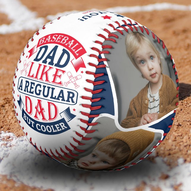 Cool Dad 4 Photo Collage Father Gift Baseball (Creator Uploaded)