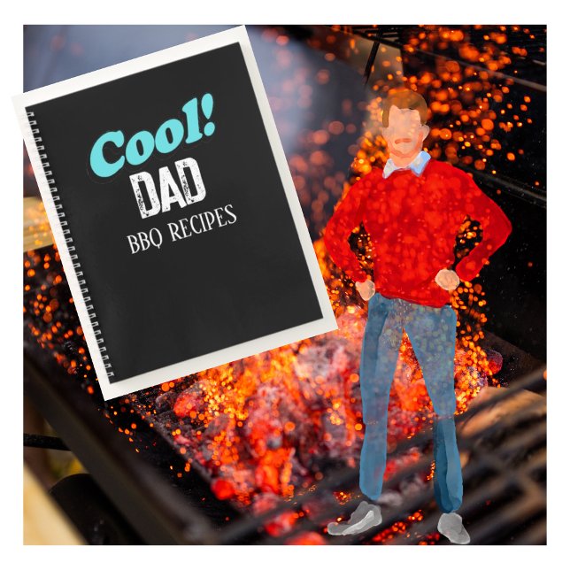 Cool Dad BBQ Recipes Blue Retro Personalised Notebook (Creator Uploaded)