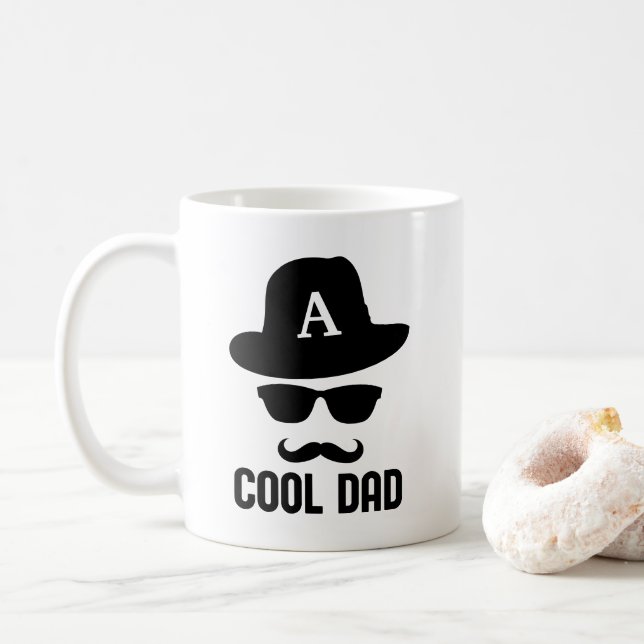 Cool Dad Best DAD Ever cool dad with Monogram Hat Coffee Mug (With Donut)
