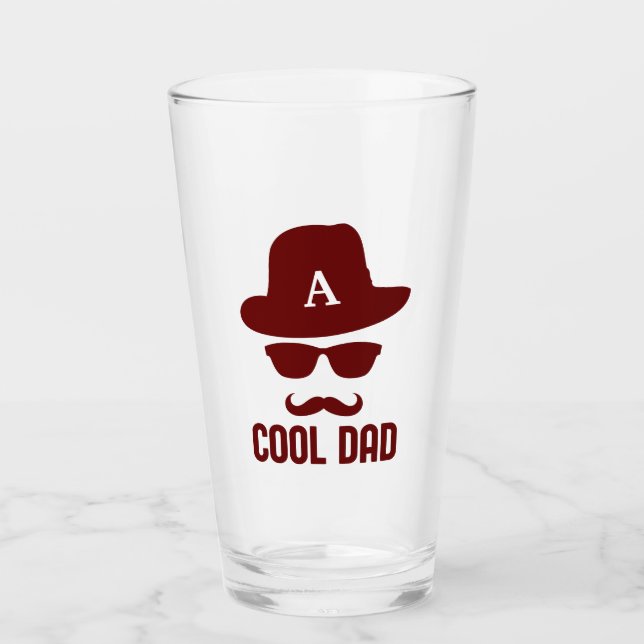 Cool Dad Best DAD Ever cool dad with Monogram Hat  Glass (Front)