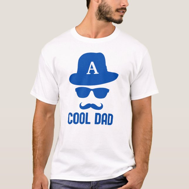Cool Dad Best Dad Ever fun custom Monogram hat T-Shirt (Front)