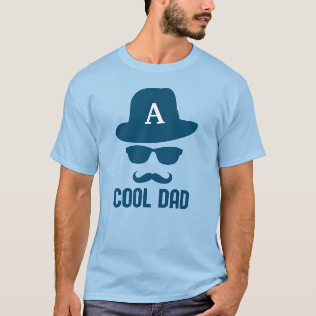 Cool Dad Best Dad Ever fun custom Monogram hat T-Shirt (Front)