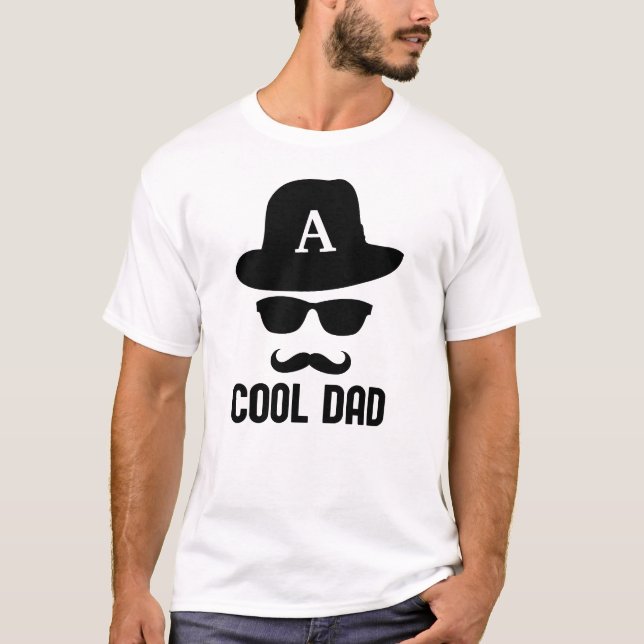 Cool Dad Best Dad Ever fun modern custom Monogram T-Shirt (Front)