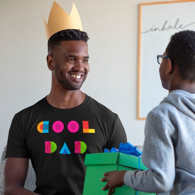 Cool Dad Colourful Geometric Typography black T-Shirt (Creator Uploaded)