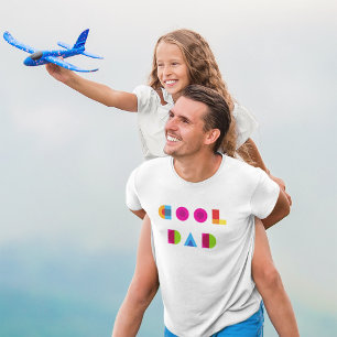 Cool Dad Colourful Geometric Typography Fathers Da T-Shirt