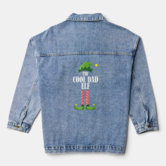 Cool Dad Elf Matching Family Group Christmas Party Denim Jacket