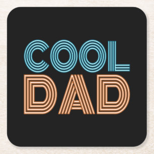 Cool Dad Father's Day Neon Typography Coaster