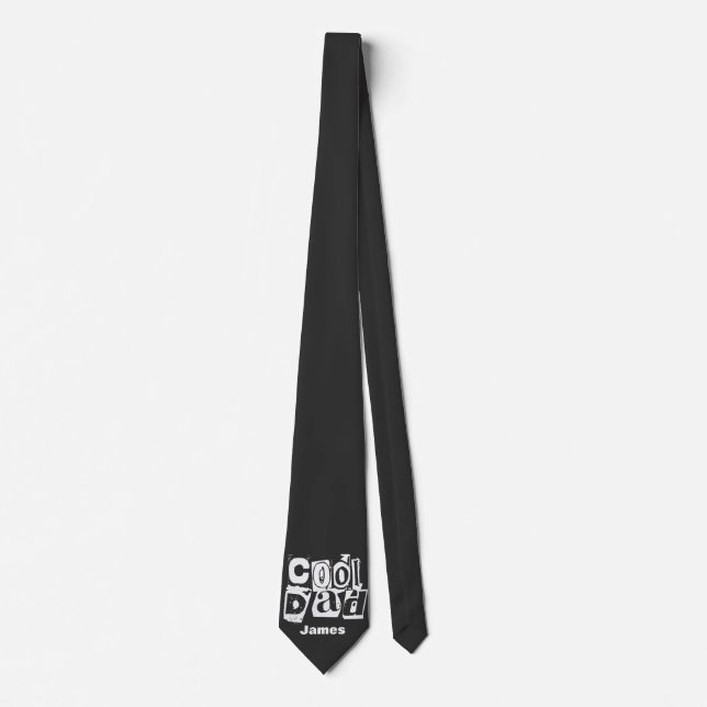 Cool Dad Funny Black and White Typography Tie (Front)