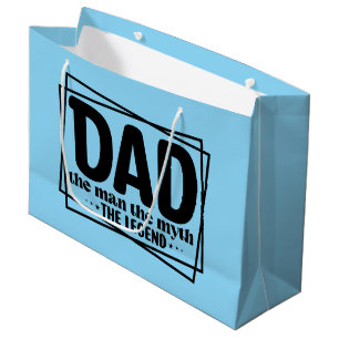 Cool Dad man myth legend word art Large Gift Bag