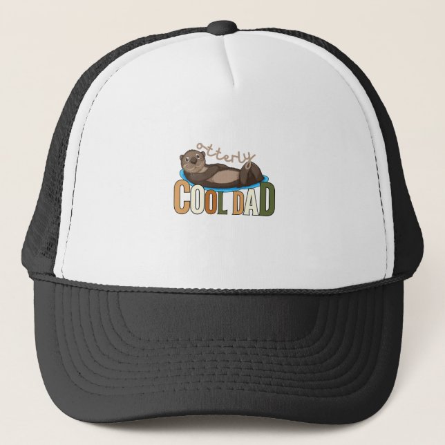 Cool Dad Otter Pun Jokes Father's Day Trucker Hat (Front)
