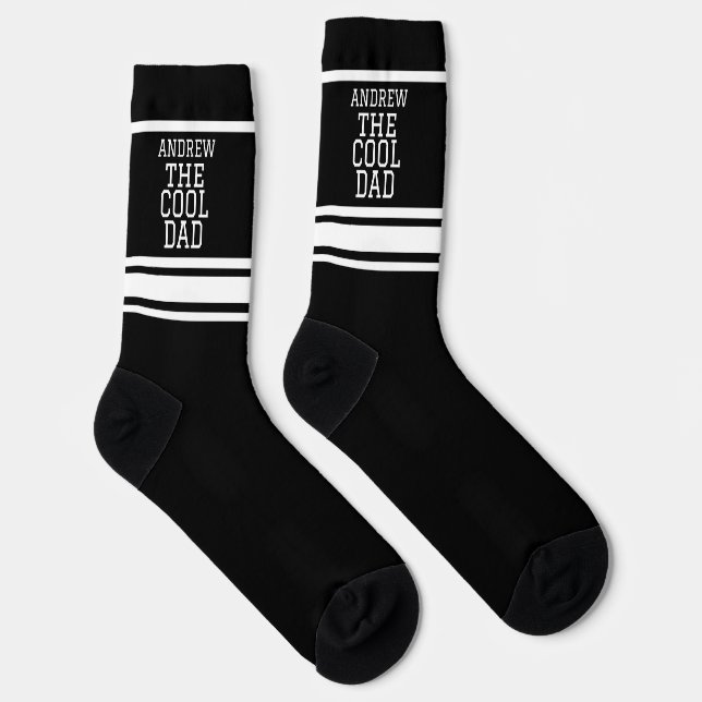 Cool Dad Personalised Black Striped Socks (Right)