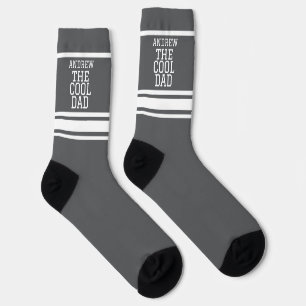 Cool Dad Personalised Grey Striped Socks