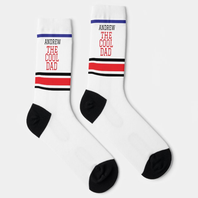 Cool Dad Personalised Red Blue White  Socks (Right)