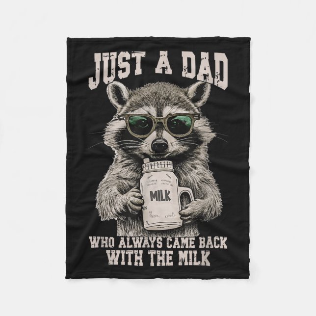 Cool Dad Racoon With Milk Funny Quote  Fleece Blanket (Front)