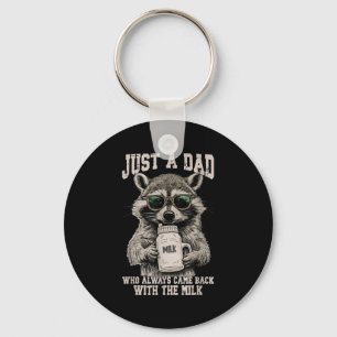Cool Dad Racoon With Milk Funny Quote  Key Ring