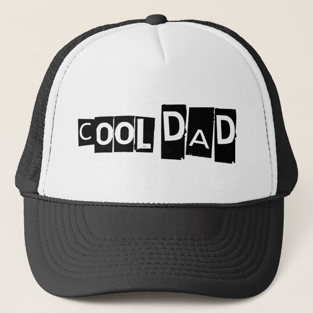 Cool Dad Typography Black and White Trucker Hat (Front)