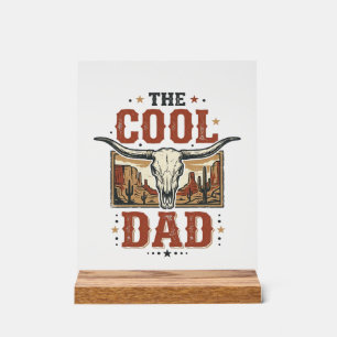 Cool Dad Western Longhorn Skull Vintage Shirt Desi Acrylic Sign