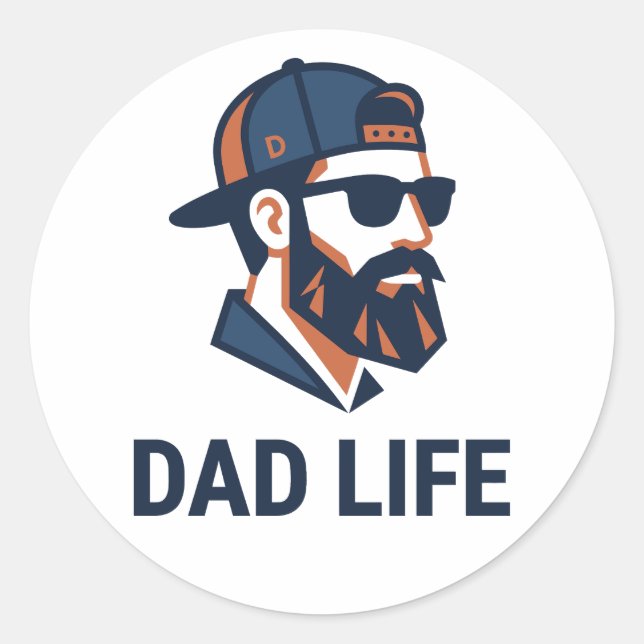 Cool Dad with Cap Sunglasses Classic Round Sticker (Front)