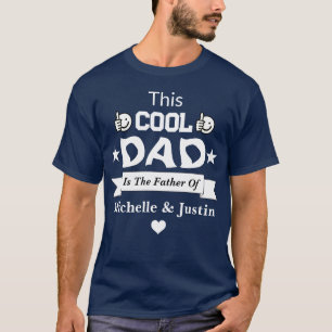 Cool Dad With Kid's Name Personalized Navy Men's  T-Shirt