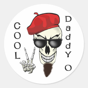 Cool Daddy - O Beatnik Skull Classic Round Sticker