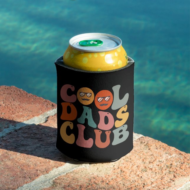 Cool Dads Club Dad Father's Day Retro Groovy Can Cooler (In Situ Pool)