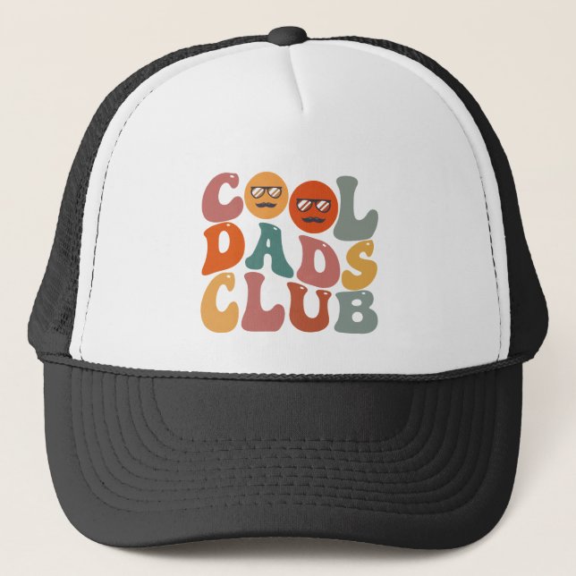 Cool Dads Club Dad Father's Day Retro Groovy Trucker Hat (Front)