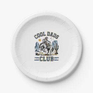 Cool Dads Club Vintage Cowboy Western Shirt Design Paper Plate