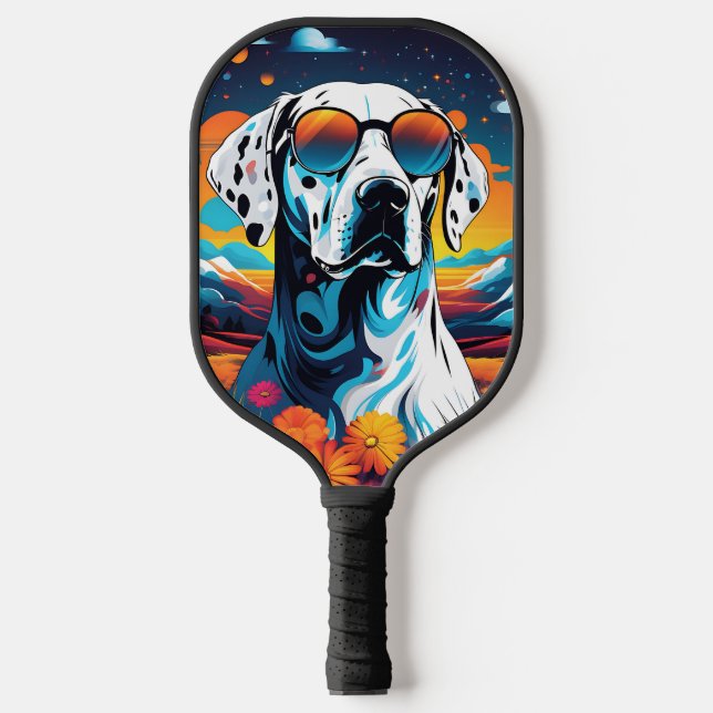Cool Dalmatian Dog Portrait Pickleball Paddle (Front)