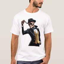 Cool Dancing Skeleton with a Black hat White
